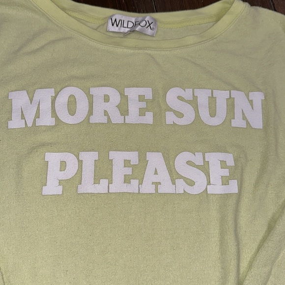 WILDFOX MORE SUN PLEASE Neon Yellow/Green Long Sleeve Top - Picture 3 of 10